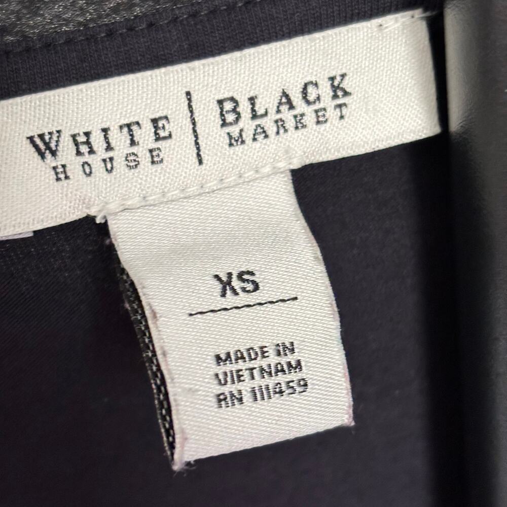 White House Black Market Floral Tee XS Black Stretch Top - Picture 4 of 7